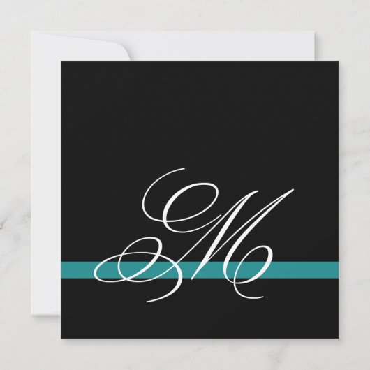 Elegant Swirl Monogram Wedding Invitations Jade Kaart (Voorkant)