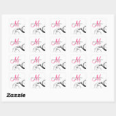 Elegant Swirl Monogram Wedding Square Labels (Vel)