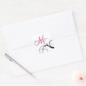 Elegant Swirl Monogram Wedding Square Labels (Envelop)