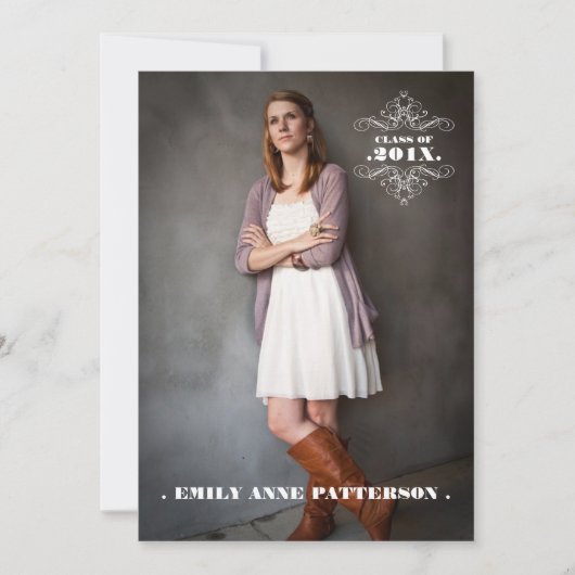 Elegant Swirl Photo Graduation Party Faire-part (Devant)