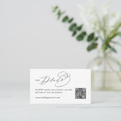 Elegant Swirl Script QR Code Wedding Details Plaatskaartje (Staand voorkant)