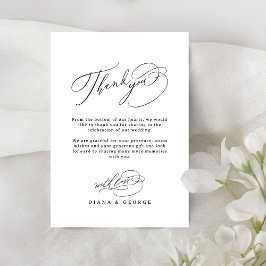 Elegant Swirl Script Simple Wedding Bedankkaart