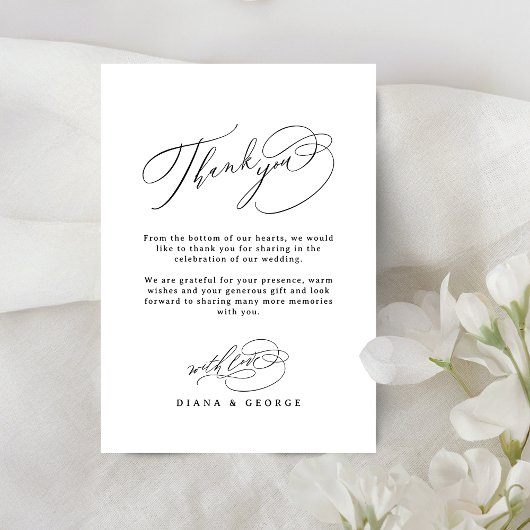 Elegant Swirl Script Simple Wedding Bedankkaart