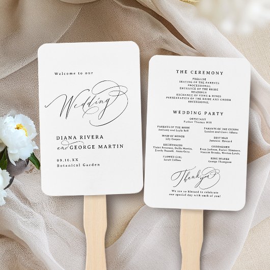 Elegant Swirl Script Simple Wedding Programs Handwaaier