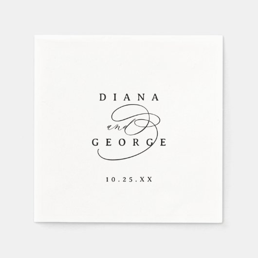 Elegant Swirl Script Simple Wedding Servet (Voorkant)