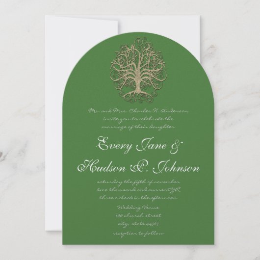 Elegant Swirl Tree Roots of Love Wedding Kaart (Voorkant)