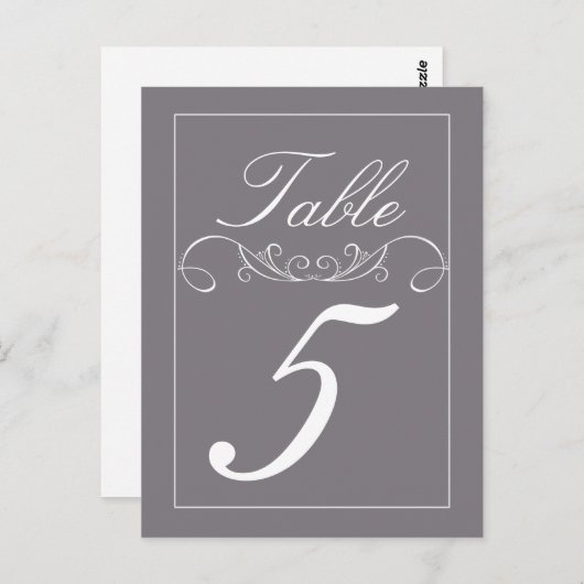 Elegant Swirl Trouwtafel Nummer Kaarten (Voorkant / Achterkant)