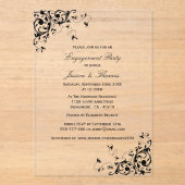 Elegant Swirls Black & White Engagement Party Acryl Uitnodigingen (Voorkant)