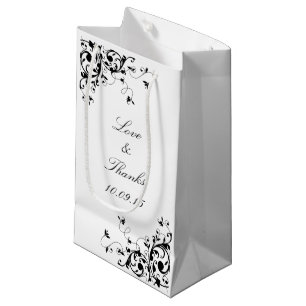 Elegant Swirls Black & White Wedding Klein Cadeauzakje