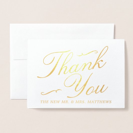 Elegant Swirls Foto Weddenschap Hartelijk dank Folie Kaarten (Voorkant met envelop)