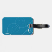 Elegant Swirls Monogrammed Blue Bagagelabel (Achterkant horizontaal)