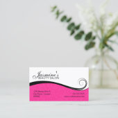 Elegant Swirls Salon Hot Pink Visitekaartjes Afsprakenkaartje (Staand voorkant)
