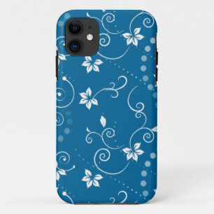 Elegant Swirly Blue Floral iPhone Case