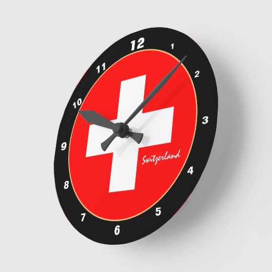 Elegant Swiss Flag & Zwitserland trendy / design Ronde Klok (Hoek)