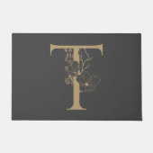 Elegant T Boho Floral Monogram Initiaal Goud Goud Deurmat (Voorkant)