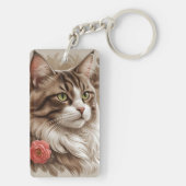 Elegant Tabby Cat  Sleutelhanger (achterkant)