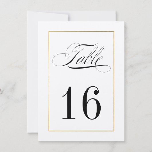 Elegant Table Number Kaart Gold Border - Melanie (Achterkant)