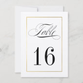 Elegant Table Number Kaart Gold Border - Melanie (Voorkant)