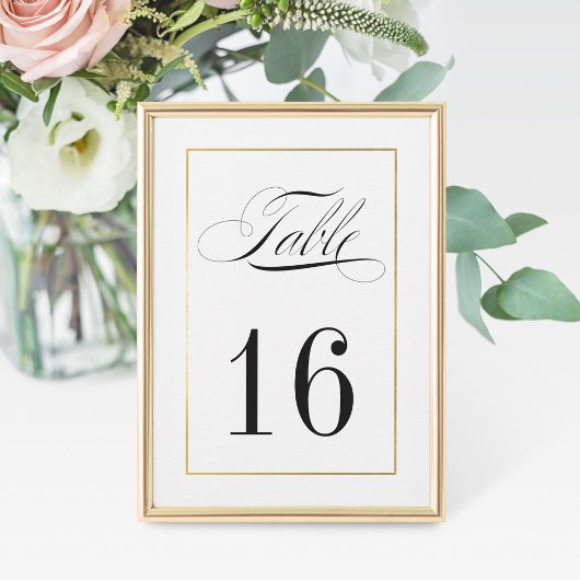 Elegant Table Number Kaart Gold Border - Melanie