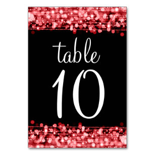 Elegant Table Number Party Sparkles Red Kaart