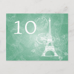 Elegant Table Number Romantic Paris Mint Green Briefkaart