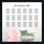 Élégant tableau 18 Rose rose Mariage<br><div class="desc">Cet élégant tableau de sièges de mariage a assigné des tables pour 180 invités à 18 tables (10 personnes par table). Le design est élégant, moderne, romantique et chic, avec une rose rose rose vif réfléchissant dans l'eau avec des vagues et des ondulations. Il y a un titre de calligraphie...</div>