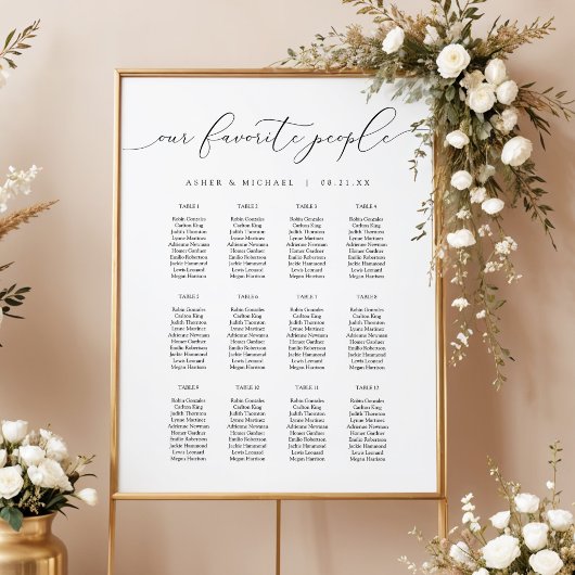 Élégant tableau de mariage avec écriture calligrap