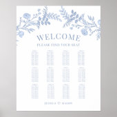 Elégant tableau de mariage bleu classique (Devant)