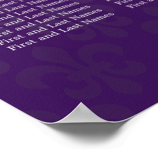 Élégant Tableau De Mariage Fleur De Lis Violet (Coin)