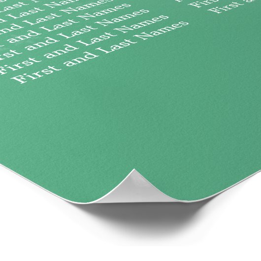 Élégant tableau de mariage Seating Chart Mint neig (Coin)