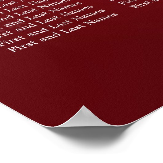 Élégant tableau de mariage Seating Chart Neige rou (Coin)