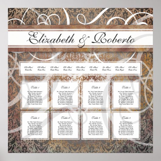 Élégant tableau de mariage Seating Chart Toscan Da (Devant)