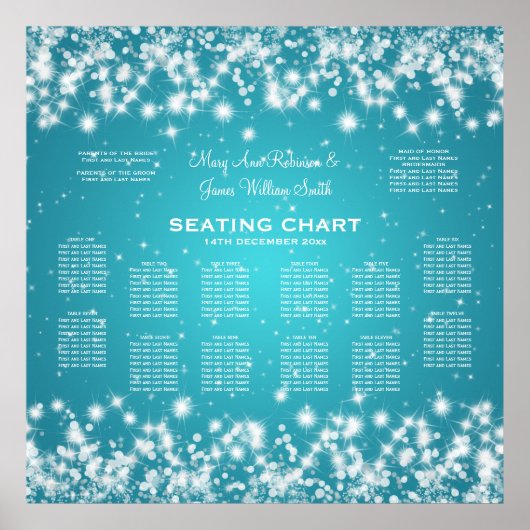 Élégant tableau de mariage Seating Chart Winter Sp (Devant)