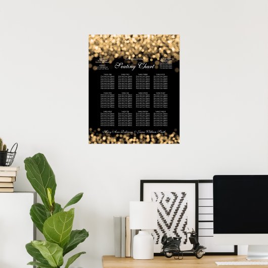 Élégant tableau de mariage Sièges Lumières or (Bureau à domicile)