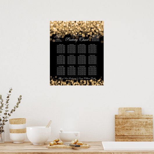 Élégant tableau de mariage Sièges Lumières or (Cuisine)