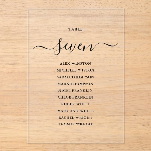Élégant tableau de numéros de table de mariage écr (Recto)