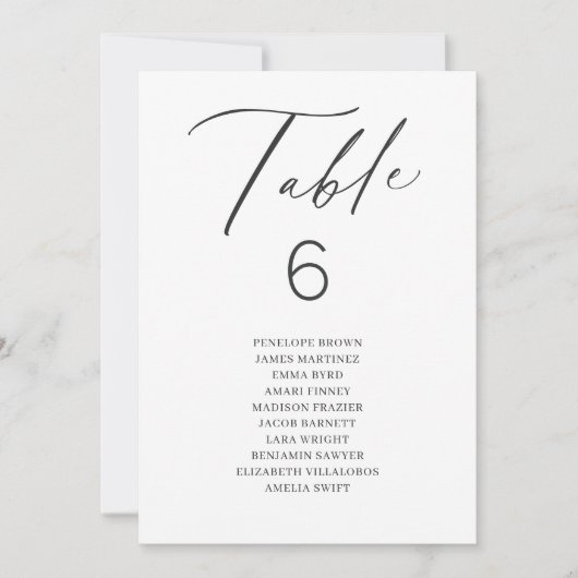 Élégant tableau de numéros de table de script mode (Devant)
