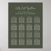 Élégant tableau de placement de mariage vert olive (Devant)