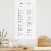 Élégant tableau de siège alphabétique simple N-Z (Cuisine)
