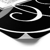 Élégant tableau de siège du Mariage en noir blanc (Coin)