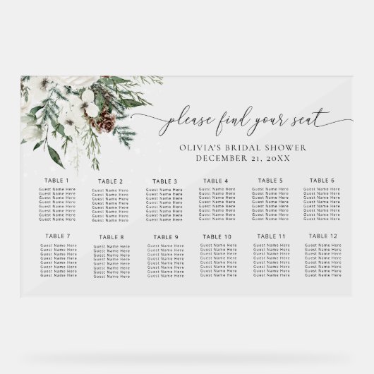 Élégant tableau de sièges en acrylique mariage à f (Recto)