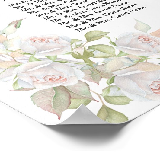 Elégant tableau de sièges Fleurs roses blanches An (Coin)