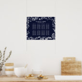 Élégant tableau de sièges floral bleu et blanc mar (Cuisine)