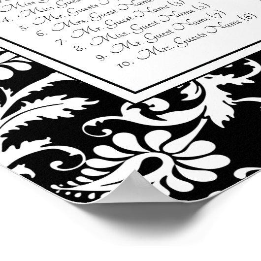 Élégant tableau de sièges Mariage damassé Blanc No (Coin)