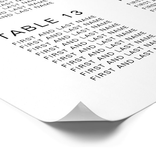 Élégant tableau de sièges Mariage de 16 tables (Coin)