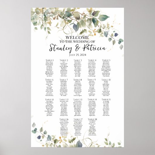 Elégant tableau de sièges mariage de verdure 18 ta (Devant)