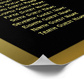 Élégant tableau de sièges Mariage noir et or (Coin)