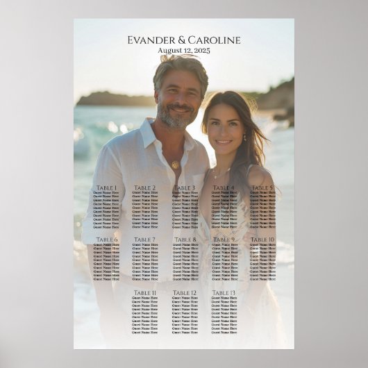 Élégant tableau de sièges mariage photo 13 tableau (Devant)