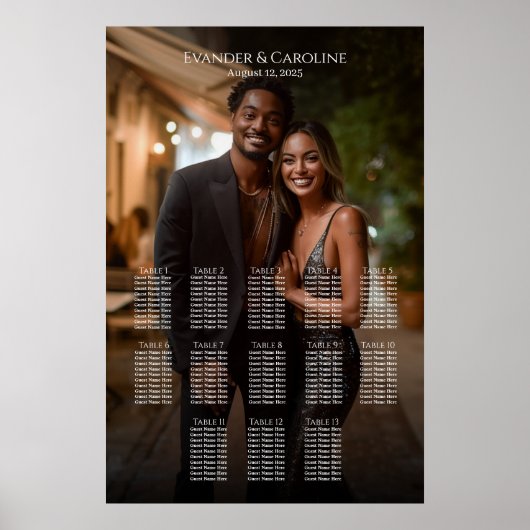 Élégant tableau de sièges mariage photo 13 tableau (Devant)