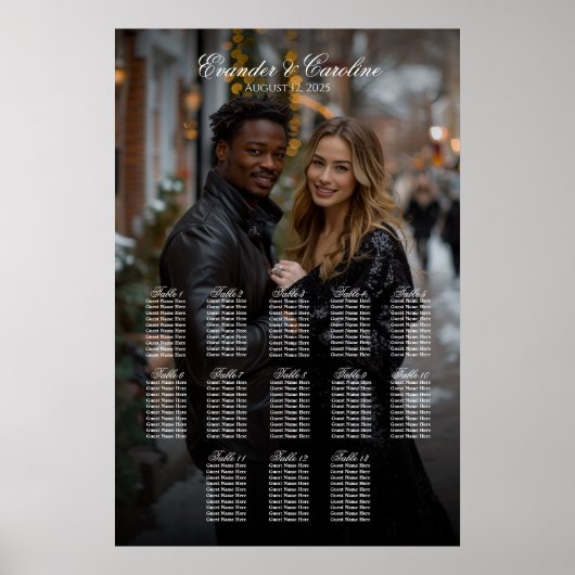 Élégant tableau de sièges mariage photo 13 tableau (Devant)